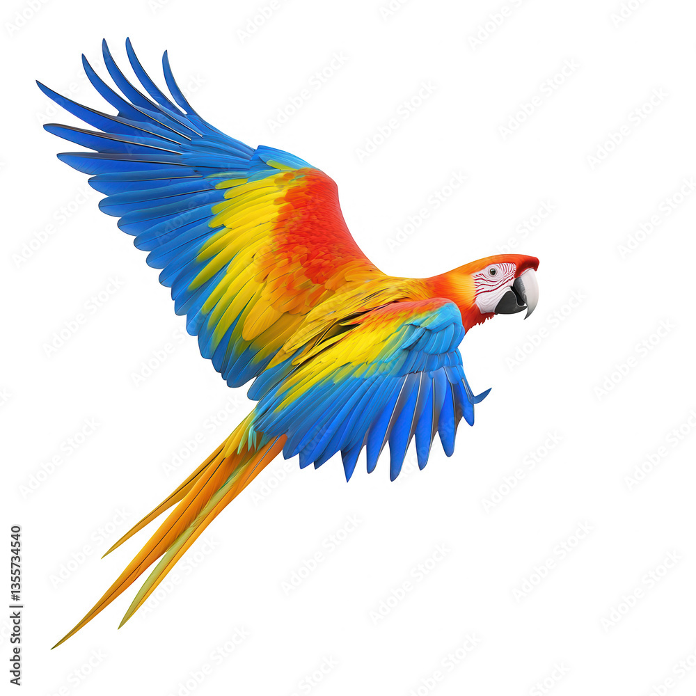 Fototapeta premium a macaw in flight showcasing its colorful feathers of red yellow blue and green symbolizing beauty and freedom in nature