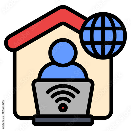 Remote Work Icon Element For Design