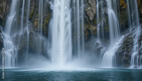 Majestic Waterfall Cascading into Tranquil Pool