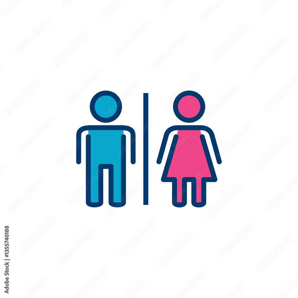 Toilet icon vector isolated on white background. Toilet sign. Man and woman restroom sign vector. Male and female icon Toilet icon vector isolated on white background. Toilet sign. Man and woman restroom sign vector. Male and female icon