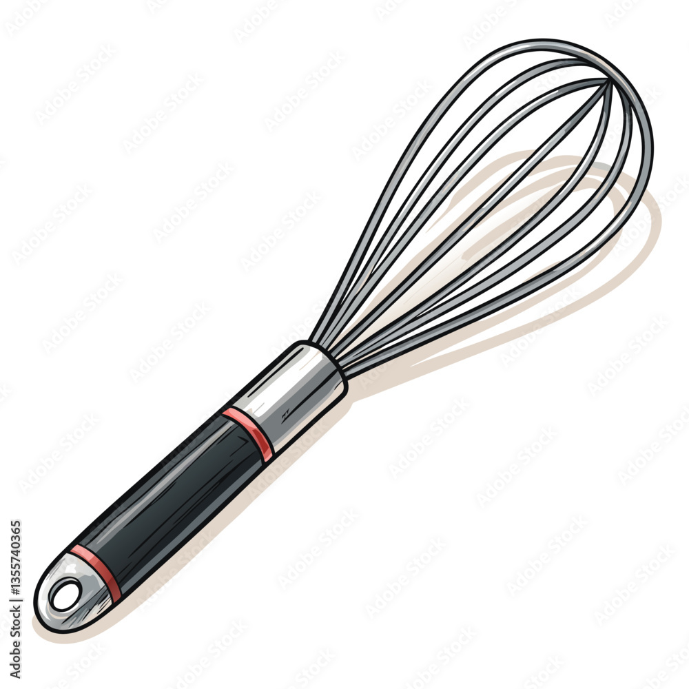 Create a bold, vector illustration of a metal whisk with a blurred background. Focus on strong lines and metallic sheen. Create a bold, vector illustration of a metal whisk with a blurred background. Focus on strong lines and metallic sheen.