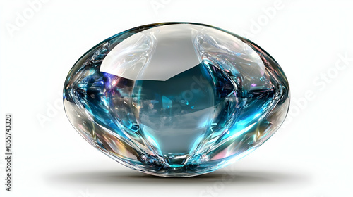 Abstract Blue Glass Sphere 3D Rendering