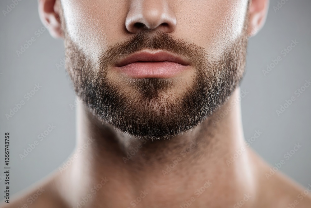 Obraz premium Close-Up of Well-Groomed Beard on Male Face