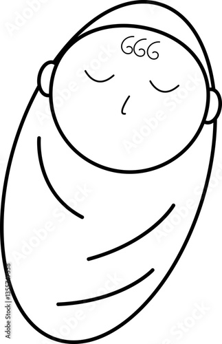 baby sleeping newborn line element