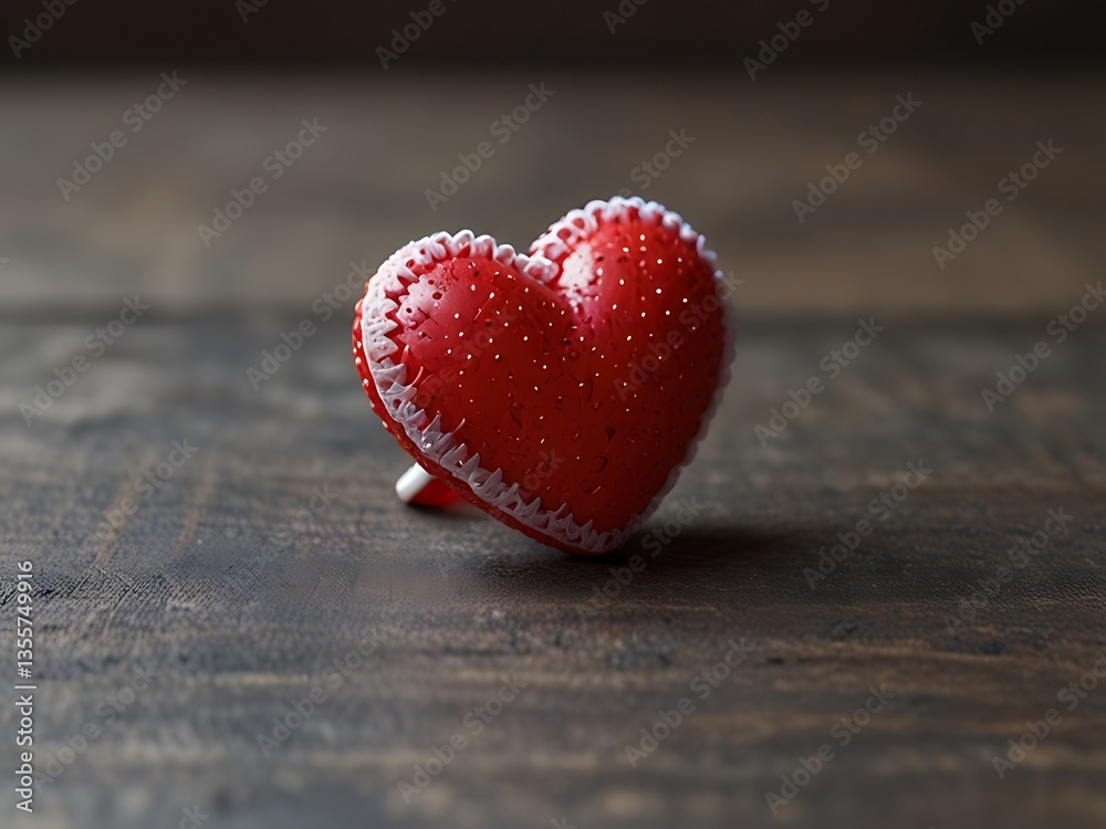 Red Heart on Wooden Surface, a vibrant, textured red heart with intricate detail, delicately placed upon a rustic, dark wooden surface. A poignant symbol of love and affection. Red Heart on Wooden Surface, a vibrant, textured red heart with intricate detail, delicately placed upon a rustic, dark wooden surface. A poignant symbol of love and affection.