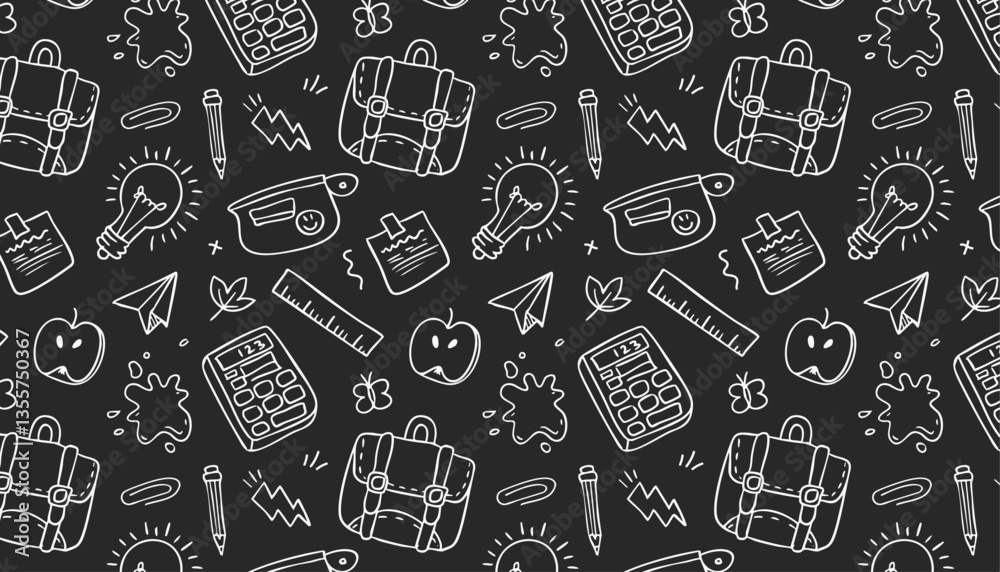school blackboard, seamless pattern, back to school, autumn event, September, background, cover, wallpaper, packaging, wrapping paper, textile, fabric, clothing, ads, web, isolated, vector school blackboard, seamless pattern, back to school, autumn event, September, background, cover, wallpaper, packaging, wrapping paper, textile, fabric, clothing, ads, web, isolated, vector