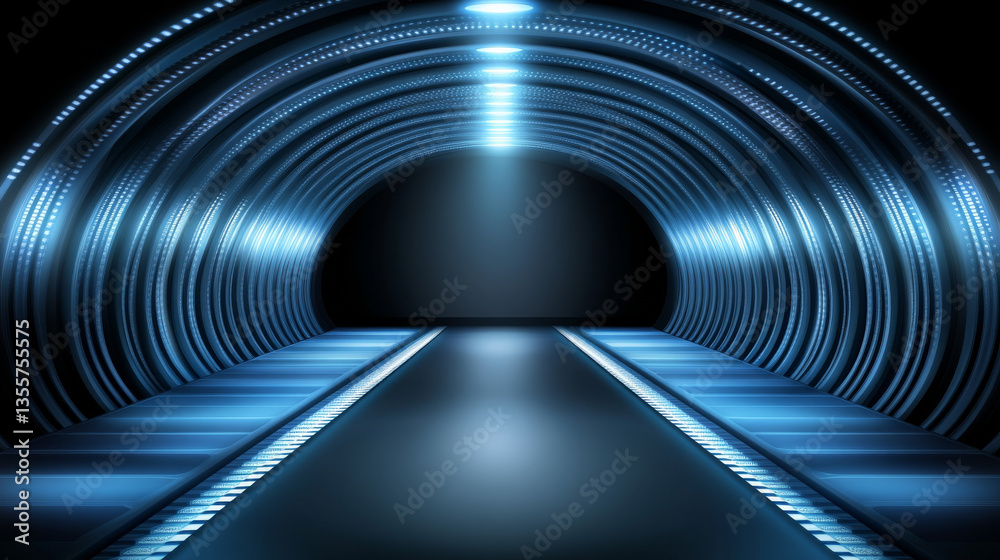 Fototapeta premium Futuristic tunnel with glowing neon lights