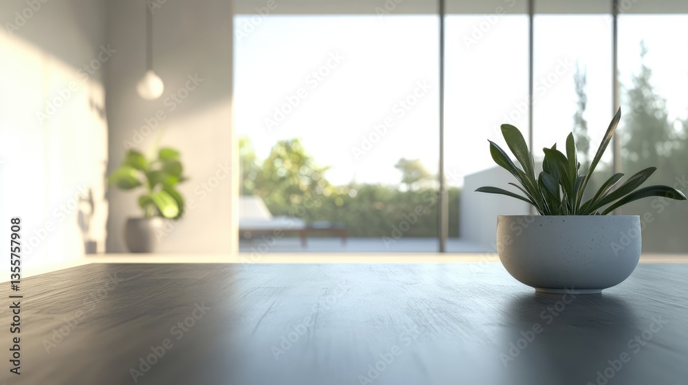 A minimalist modern kitchen with an empty wooden table top, blurred bokeh background, and a clean, bright atmosphere, ideal for product placement or photography A minimalist modern kitchen with an empty wooden table top, blurred bokeh background, and a clean, bright atmosphere, ideal for product placement or photography