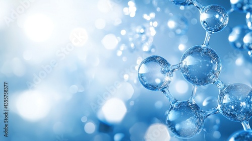 Captivating blue toned depiction of molecular structure with soft bokeh lights