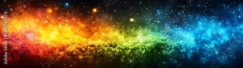 Colorful cosmic nebula and stellar galaxies are visible in space