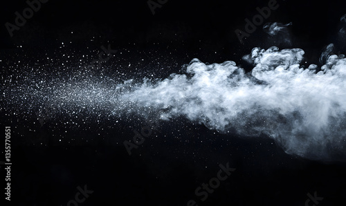 Flying powder, spray powder, droplet, smoke, dust, gas, aerogel, particles, commercial, advertising, poster, background, splash, wallpaper, background, irregular