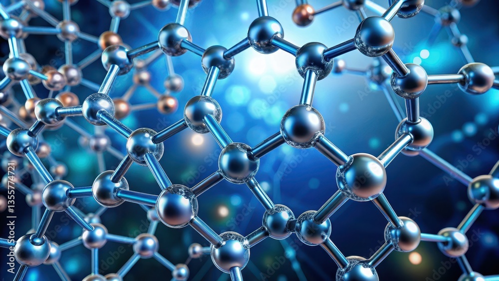 Intricate Structure of Molecule with Twisted Rings and Bonds , molecular bonds, complex molecule structure Intricate Structure of Molecule with Twisted Rings and Bonds , molecular bonds, complex molecule structure