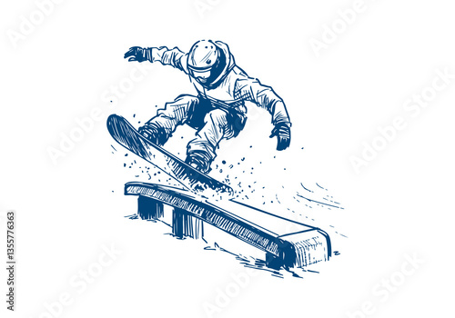 Snowboarder hand drawn sketch vector illustration
