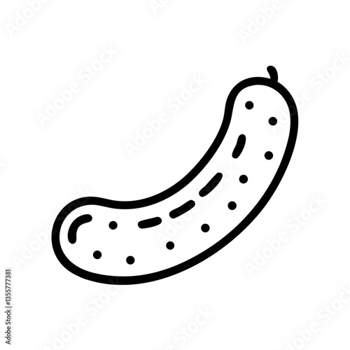 curved pickle outline icon, isolated vector illustration