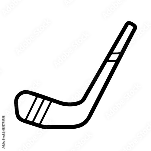 Hockey stick icon illustration in black and white  
