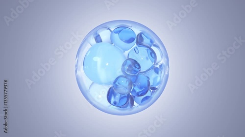 Wallpaper Mural Essence with many atoms floating in drops. Design collagen bubbles. Mix a cream and serum with a liquid. Cosmetic Molecule Essence Particles Torontodigital.ca