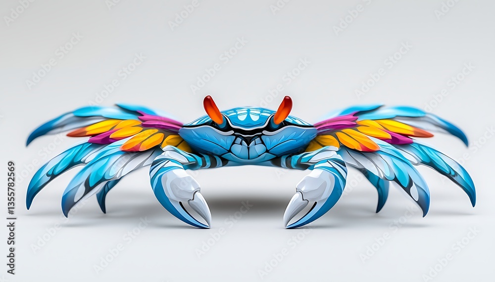 Obraz premium Colorful Crab Sculpture with White Background.