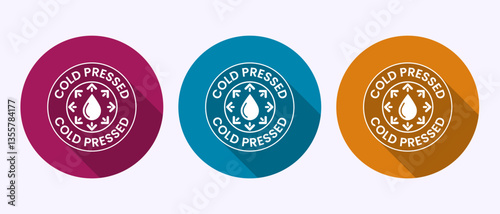 Cold pressed icon design, Cold pressed label badge logo design in shadow button design