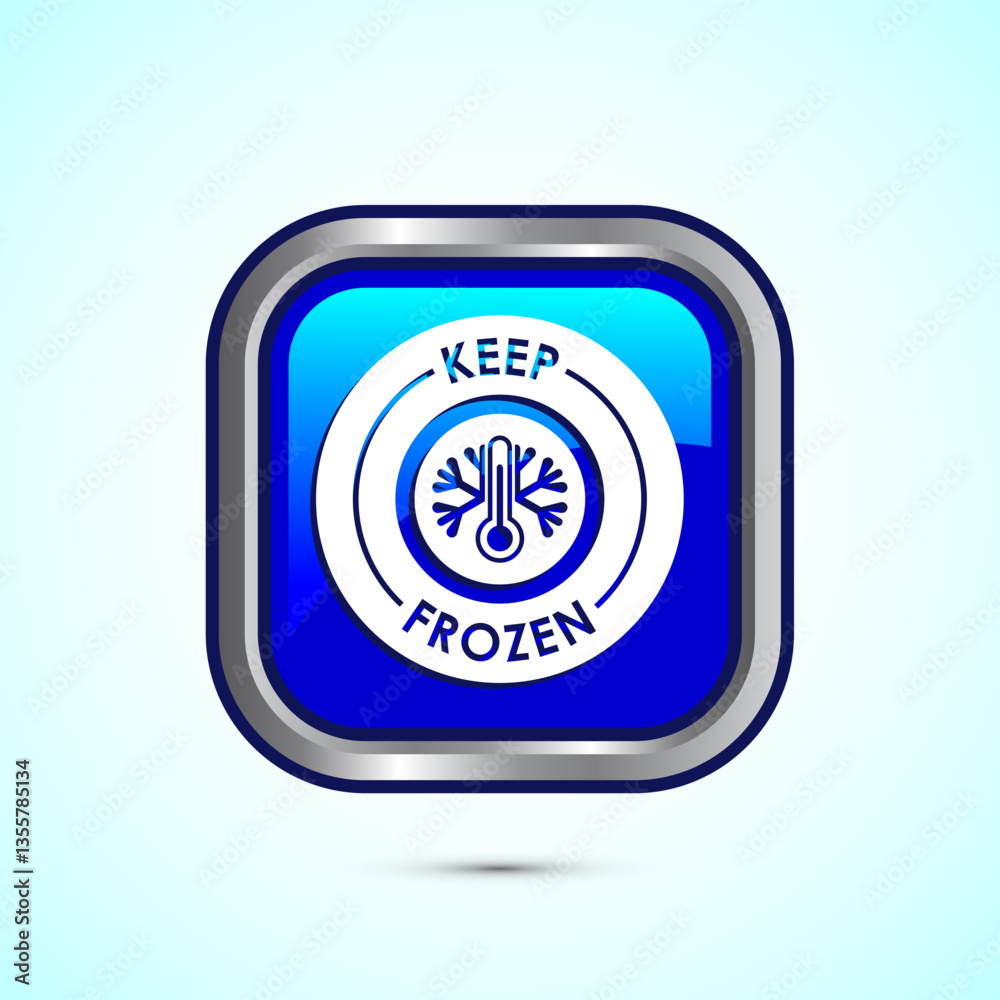 Fototapeta premium Keep frozen icon design illustration, Frozen product badge label sign, Blue color square button design