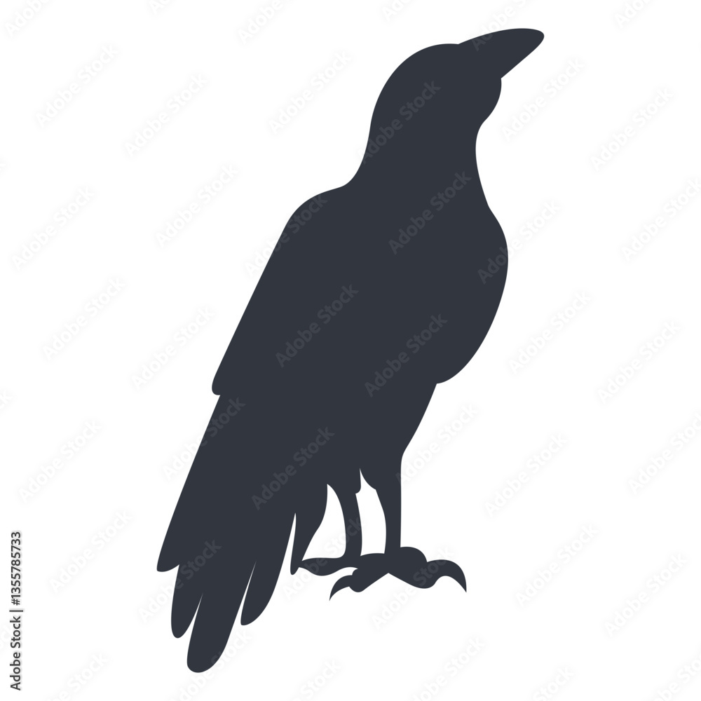 Fototapeta premium Silhouette of Halloween Raven. Vector Illustration Isolated on White Background.
