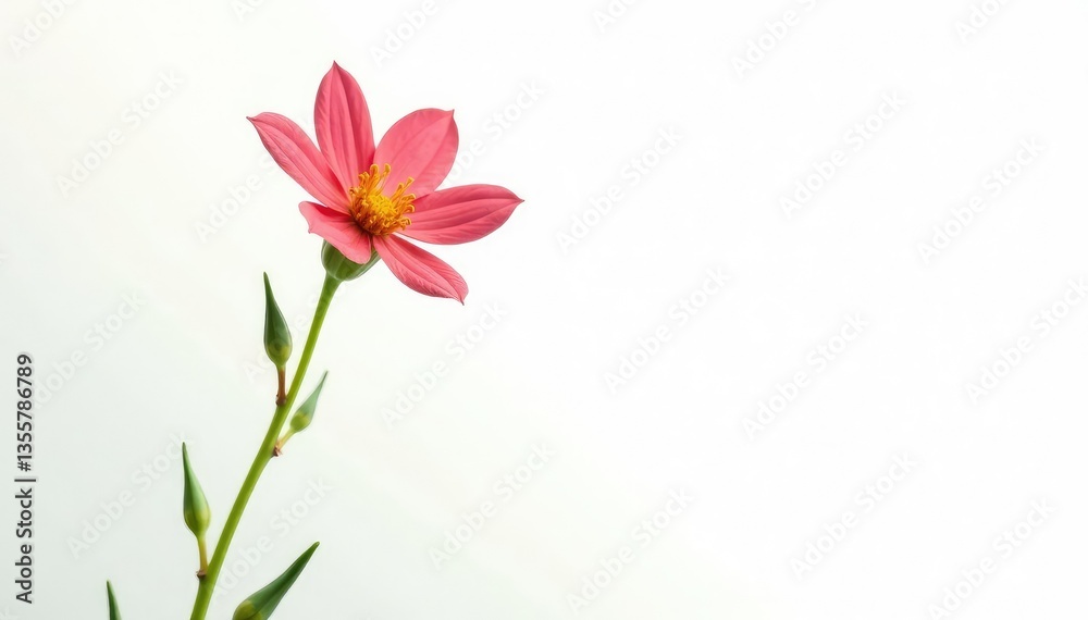 Delicate stem of a flower isolated on white background, foliage, flowers Delicate stem of a flower isolated on white background, foliage, flowers