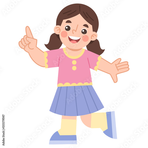 Illustration of Playful Girl with Joyful Expression