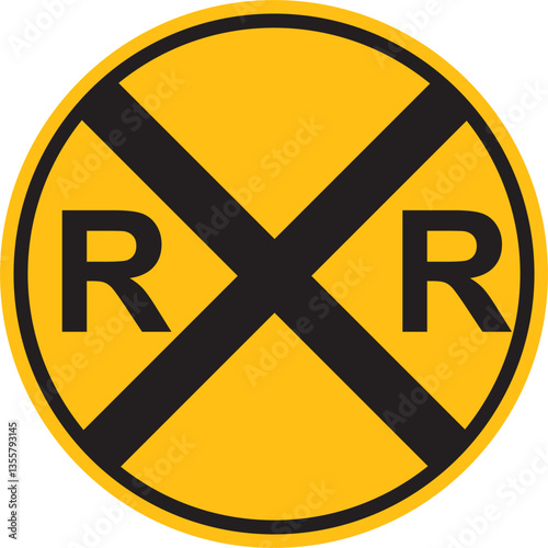 railroad crossing sign vector illustration