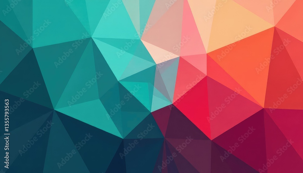 Obraz premium Abstract geometric shapes, vibrant teal and coral hues, repeat, minimal