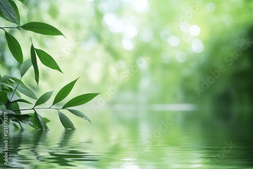 A calming background template with nature elements, soft green tones, and a text overlay promoting the benefits of recreation therapy.