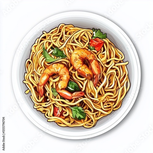 noodles with shrimp and basil