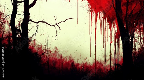 Wallpaper Mural Blood-Soaked Trees: A Dark and Spooky Forest Scene Torontodigital.ca