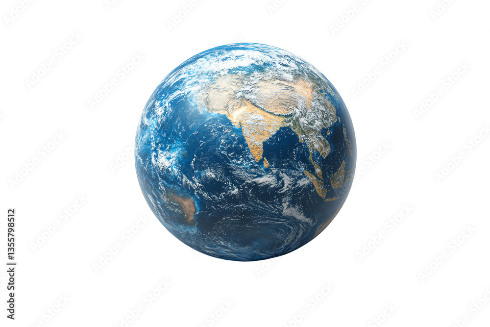 A detailed view of Earth showcasing its continents and oceans against a black background. A detailed view of Earth showcasing its continents and oceans against a black background.