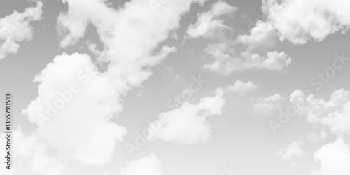White clouds in the gray sky photo. Vector illustration.