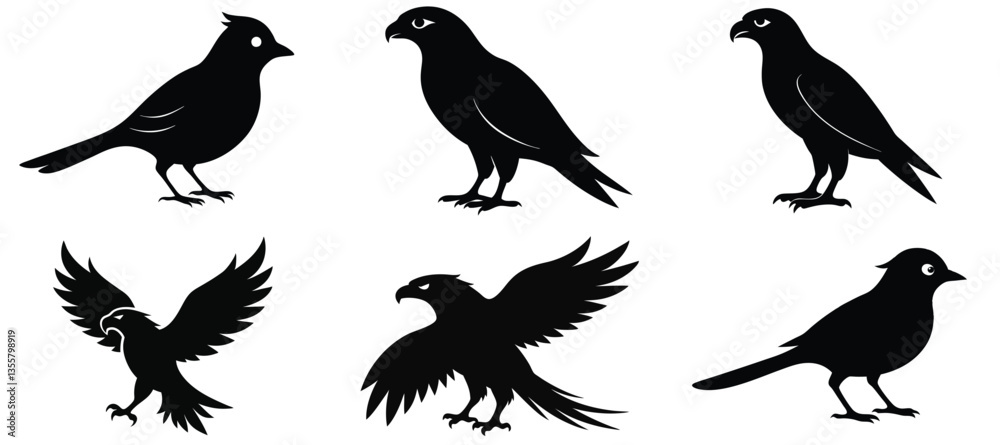Fototapeta premium set of silhouettes of birds