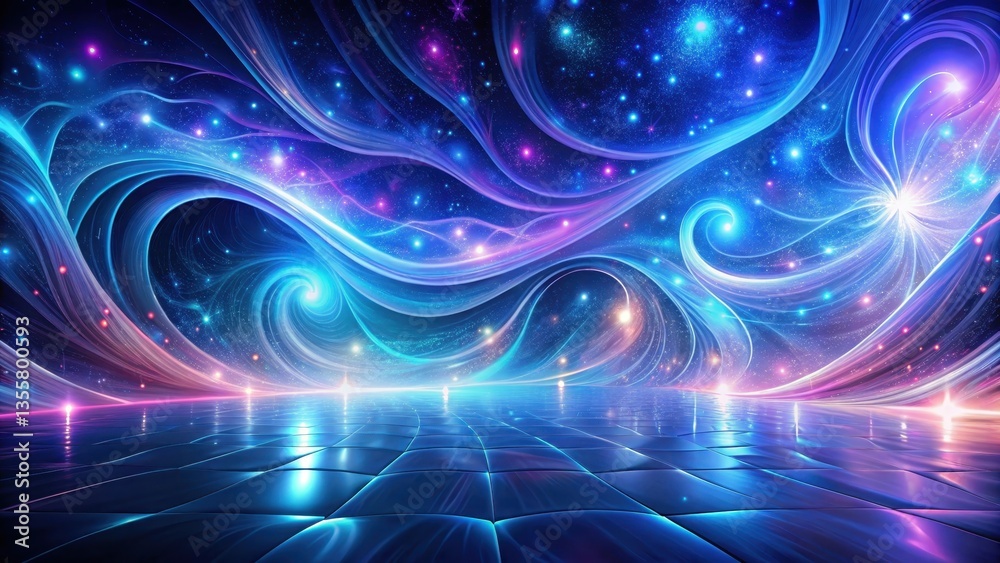 Celestial Swirls and Glowing Nebulae Above a Reflective, Geometric Surface A Dreamlike Digital Artwork Celestial Swirls and Glowing Nebulae Above a Reflective, Geometric Surface A Dreamlike Digital Artwork