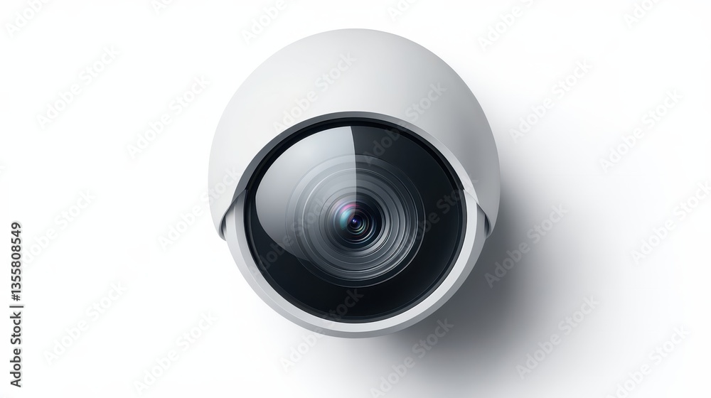 A minimal home security camera icon with a compact, rounded design and subtle detail, representing smart security technology, only on a transparent white PNG A minimal home security camera icon with a compact, rounded design and subtle detail, representing smart security technology, only on a transparent white PNG