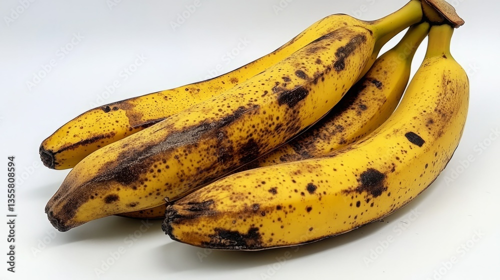 Overripe bananas with dark brown spots.