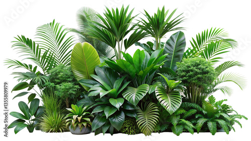 tropical plants isolated on white