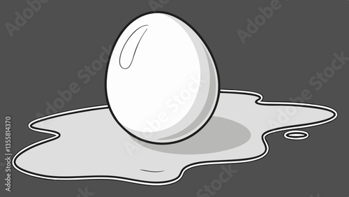 one white egg on dark grey background