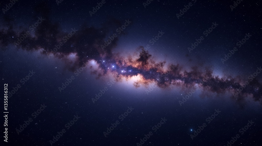 A stunning view of the Milky Way galaxy, showcasing a rich blend of stars and nebulae in deep space. Ideal for astronomy, space exploration, or celestial themed designs. A stunning view of the Milky Way galaxy, showcasing a rich blend of stars and nebulae in deep space. Ideal for astronomy, space exploration, or celestial themed designs.