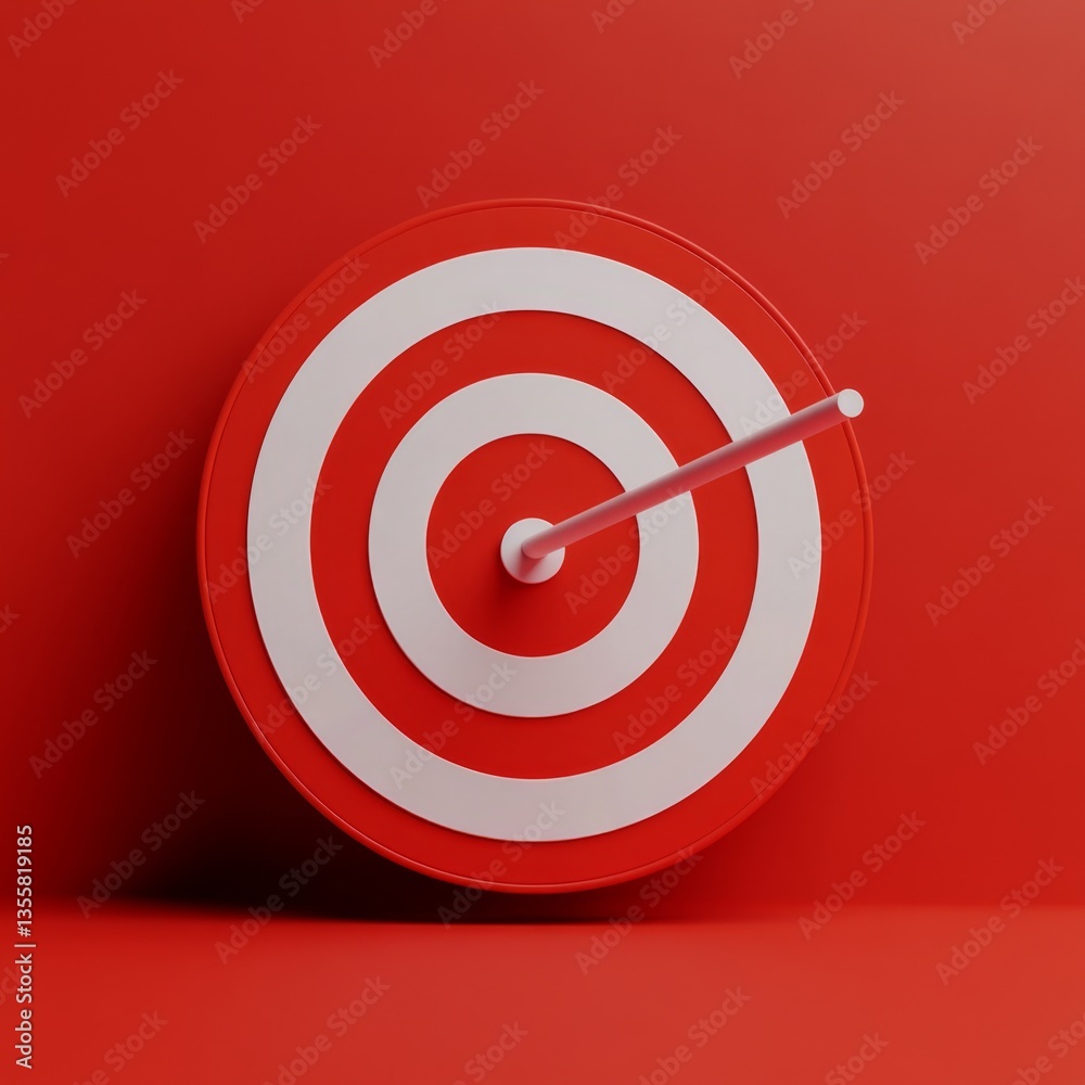 High Resolution 3D Render of a Single Target Icon on Red Background High Resolution 3D Render of a Single Target Icon on Red Background