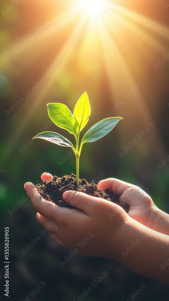 Tender Sapling Held in Loving Hands: A Symbol of Growth, Hope, and Environmental Stewardship