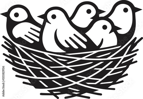 Birds Nesting with Baby Chick