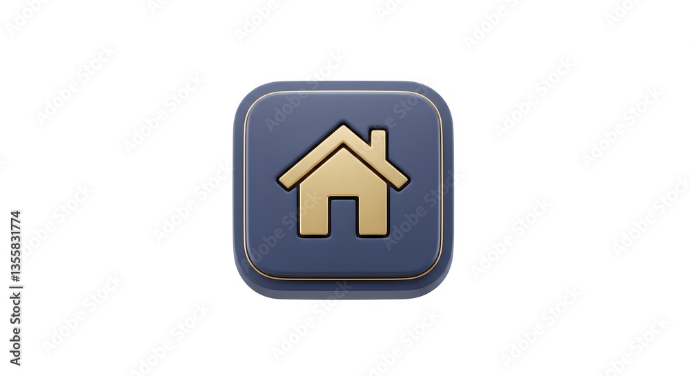 Home Icon on Rounded Square Button Shiny Gold and Blue Home Icon on Rounded Square Button Shiny Gold and Blue