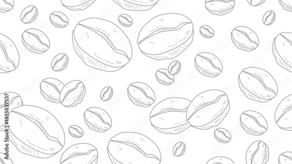 Fototapeta premium Coffee beans seamless pattern background. Coffee beans wallpaper. Coffee beans illustration pattern. Coffee beans background. Perfect for fabrics, textile, wallpaper, and decor