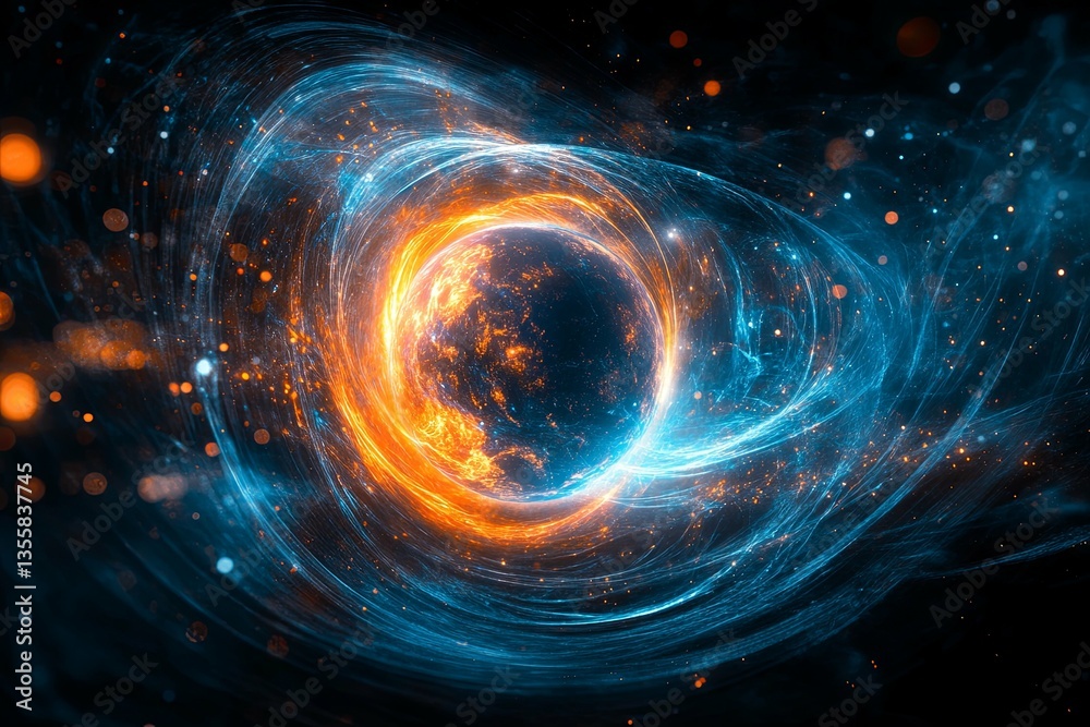 An abstract representation of a cosmic energy sphere in space An abstract representation of a cosmic energy sphere in space