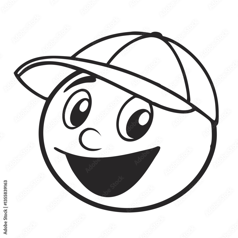 Fototapeta premium Cartoon Smiley Face with Cap