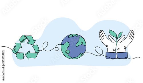 Vector illustration of eco-friendly concepts. Modern flat in continuous line style.