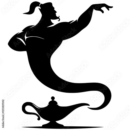 Aladdin's lamp genie silhouette