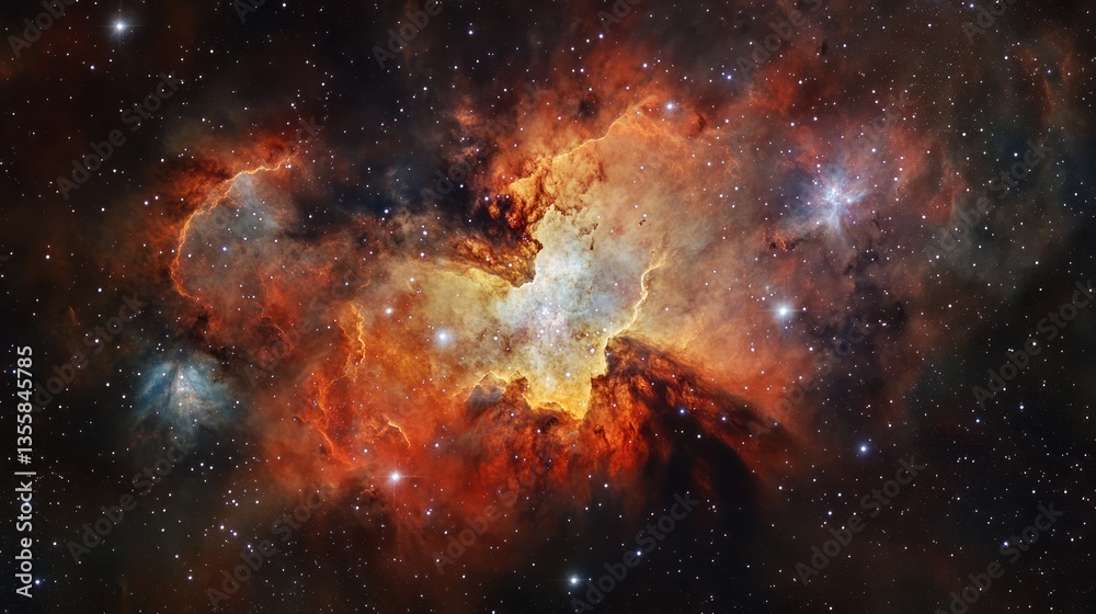 Fototapeta premium Magnificent Nebula Formation in Deep Space with Stars and Galaxies